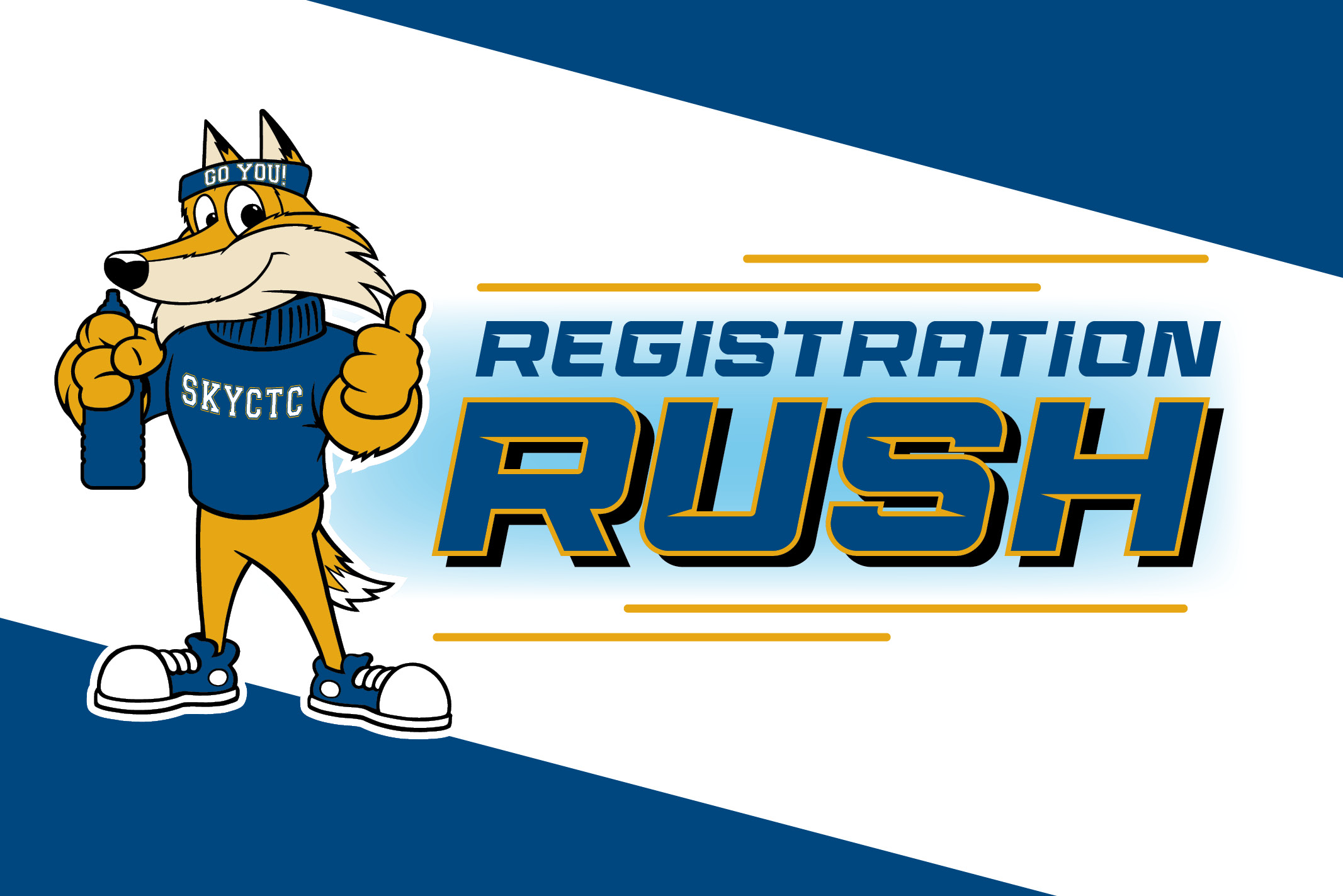 Artist rendering of Pathfinder mascot words Registratio Rush