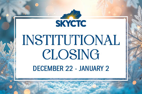 Winter background with the words Institutional Closing December 22 through January 2