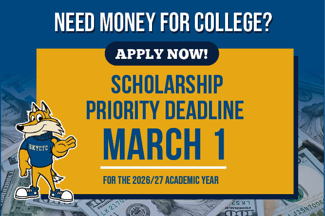 Image of Pathfinder with words: Apply now, scholarship application priorty deadline March 1, 2026